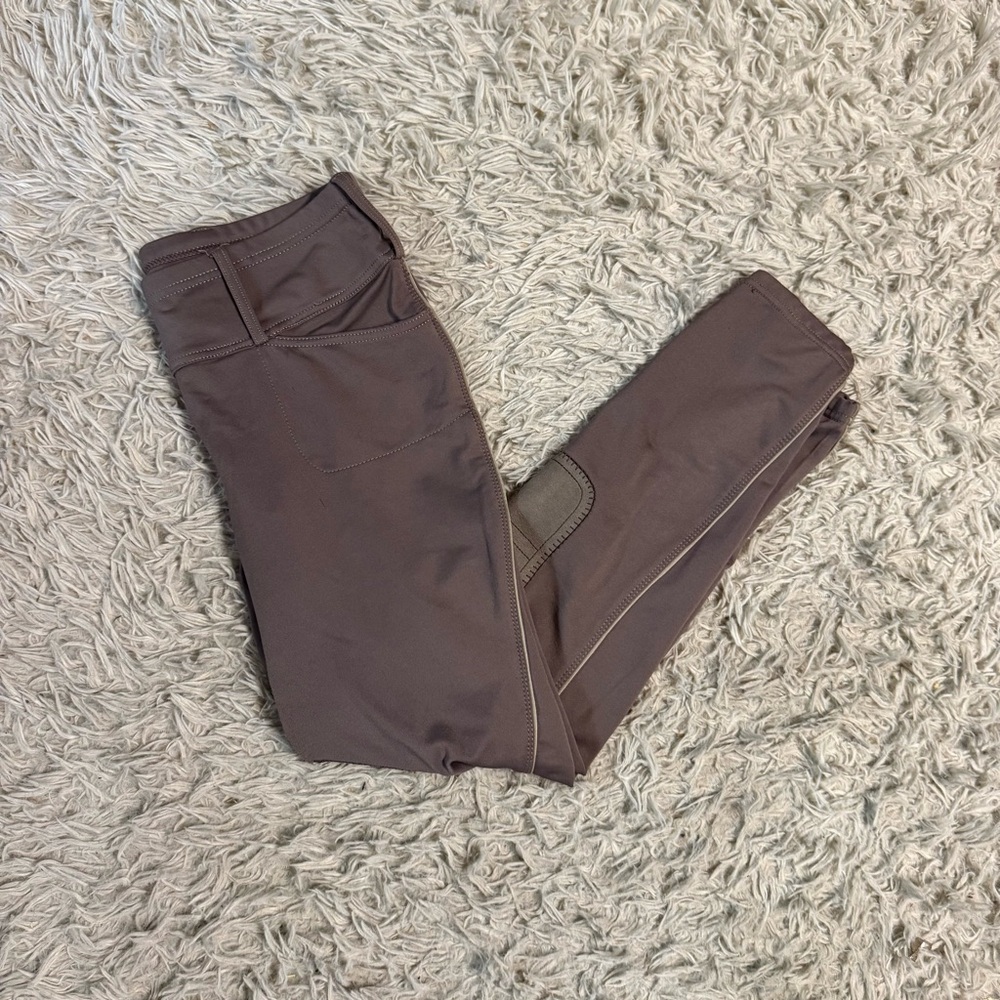 Women’s Large Brown Romfh Knee Patch Horseback Riding Tights Breeches. Good Cond